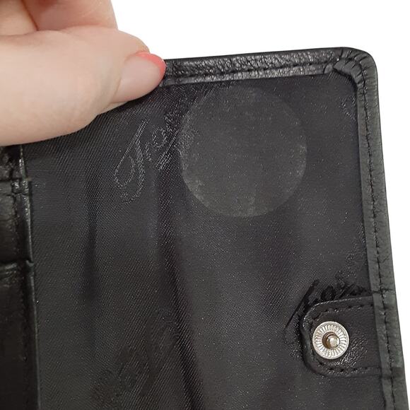 Fossil Trifold Wallet Black Genuine Leather Fold Over Travel Wallet Card Case - Picture 6 of 9